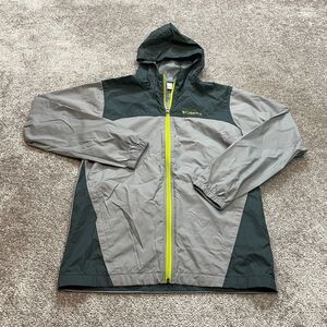 Columbia Windbreaker Jacket Womens XL 18/20 Gray Hooded Lightweight Full Zip